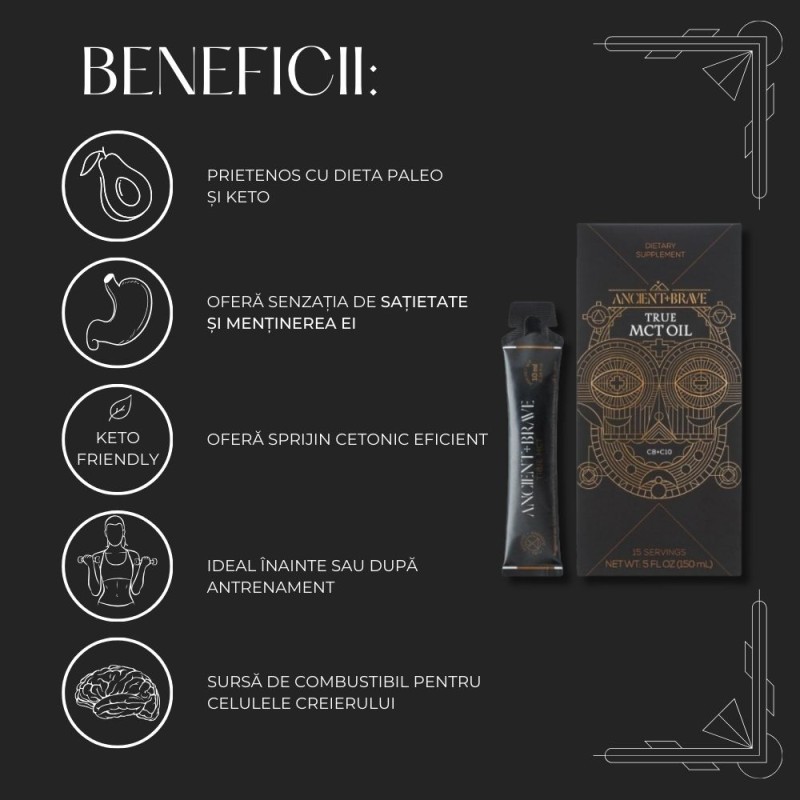 True Mct Oil 15 x 10 ml (15 plicuri), Ancient and Brave