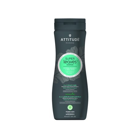 Superleaves 2 in 1 Sampon si gel de dus pentru ingrijire scalp barbati (473 ml), Attitude