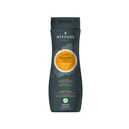 Superleaves 2 in 1 Sampon si gel de dus - sport barbati (473 ml), Attitude
