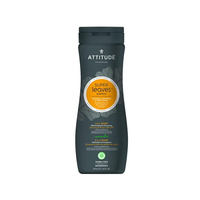 Superleaves 2 in 1 Sampon si gel de dus - sport barbati (473 ml), Attitude