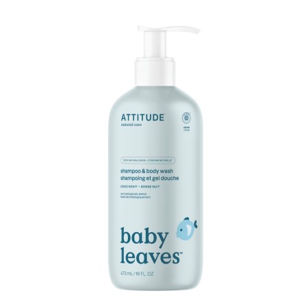 Baby Leaves Essential - Sampon si gel de dus - Noapte buna (473 ml), Attitude