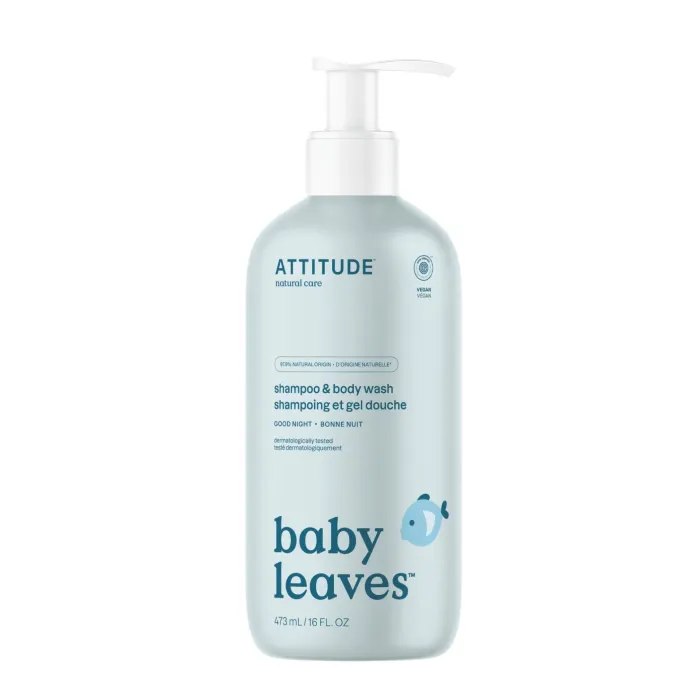 Baby Leaves Essential - Sampon si gel de dus - Noapte buna (473 ml), Attitude