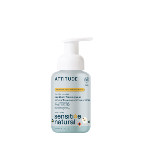 Sensitive Skin Baby Natural Spuma pentru par si corp (250 ml), Attitude