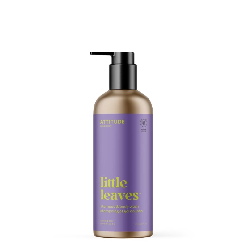 Little Leaves - Sampon 2 in 1 si gel de curatare Poire Vanille (473 ml), Attitude