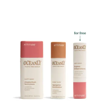 Set de machiaj, Happy Berry, blush, iluminator si balsam de buze (8,5g+12g+3,4g), Attitude
