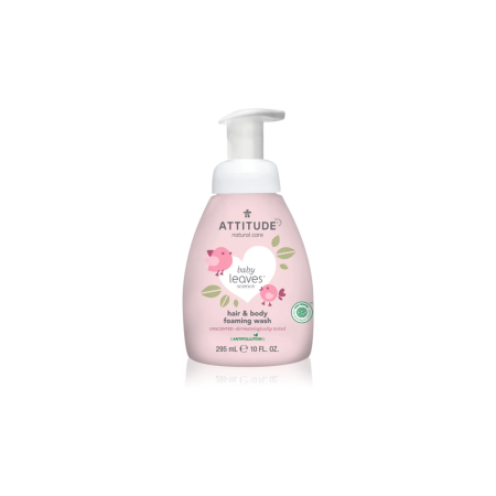 Baby Leaves 2in1 Spuma pentru par si corp, Fara miros (295 ml), Attitude
