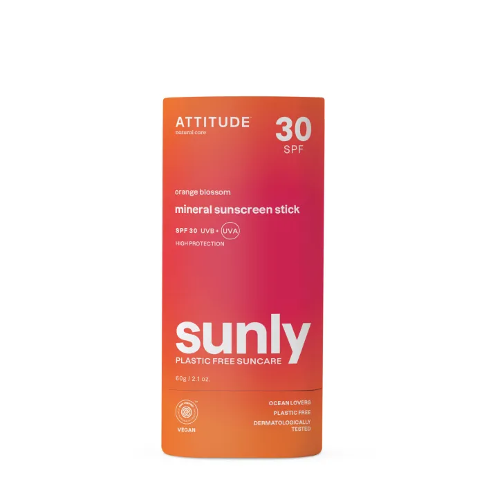Sunly stick protectie solara SPF30, aroma flori de portocal (60 grame), Attitude
