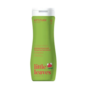 Little Leaves 2 in 1 sampon si gel de dus, pepene si cocos (473 ml), Attitude
