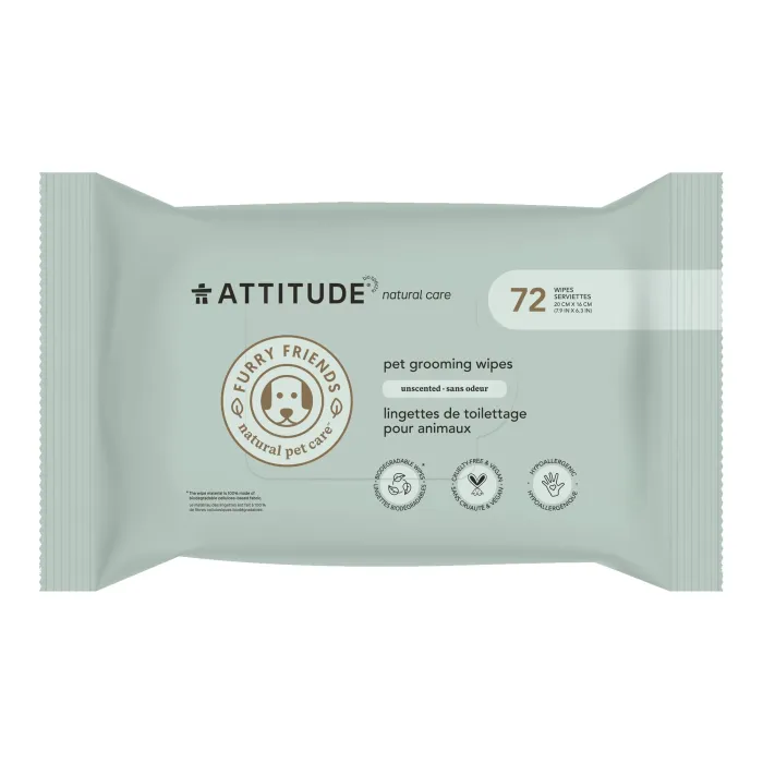 Servetele umede 100% naturale, pentru animalul tau de casa (72 bucati), Attitude