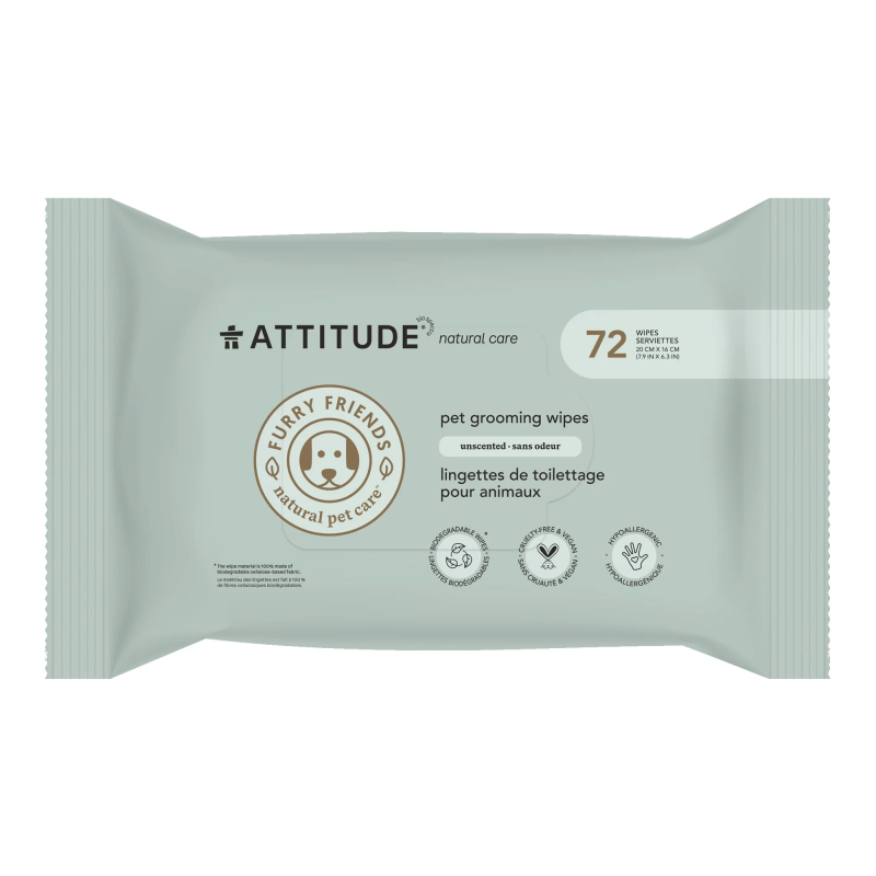 Servetele umede 100% naturale, pentru animalul tau de casa (72 bucati), Attitude