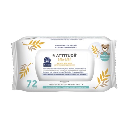 Sensitive Skin Natural Servetele umede (72 servetele), Attitude