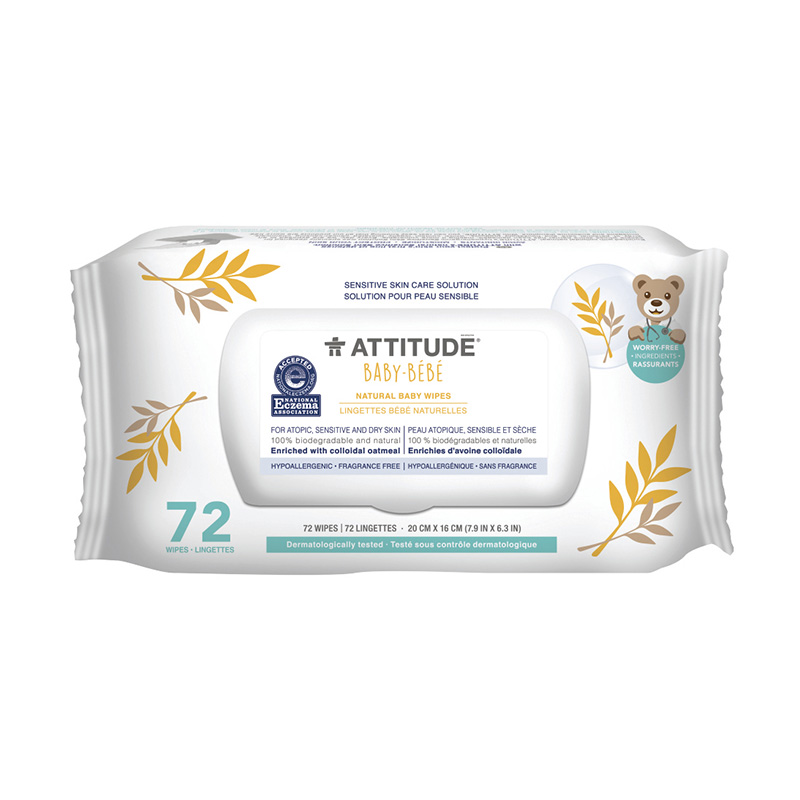 Sensitive Skin Natural Servetele umede (72 servetele), Attitude