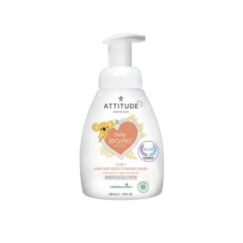 Baby Leaves 2in1 Spuma pentru par si corp, Nectar de pere (295 ml), Attitude