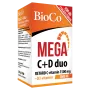 MEGA C+D DUO, Vitamina C 1500mg + Vitamina D3 3000 UI (100 comprimate filmate), BioCo