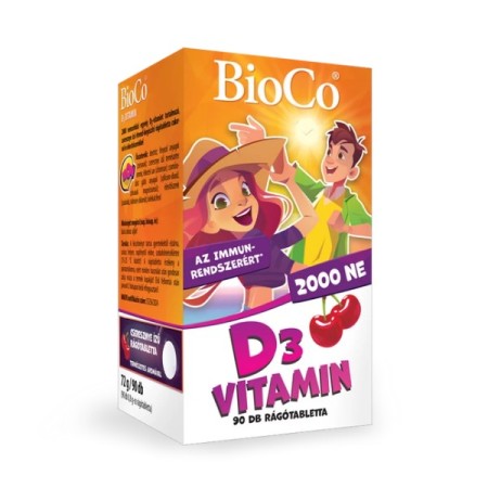 Vitamina D3 - 50 µg - 2000UI (90 comprimate masticabile), BioCo
