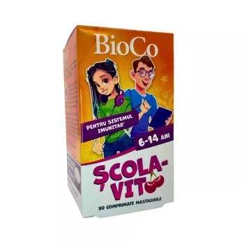 Scola-Vit - Multivitamine pentru scolari cu aroma de cirese (90 comprimate masticabile), BioCo
