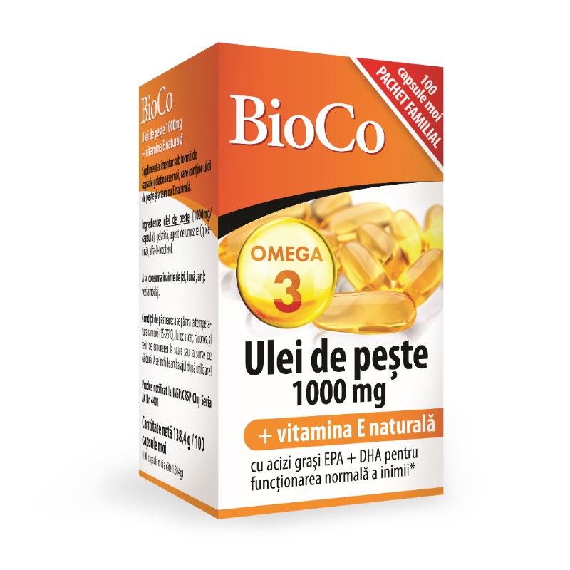 Ulei de peste 1000mg (100 capsule), BioCo