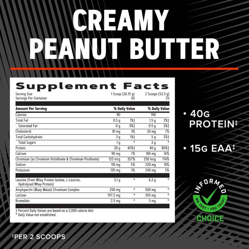 Proteina din zer cu aroma de unt de arahide (1307.5 g), GNC Live Well
