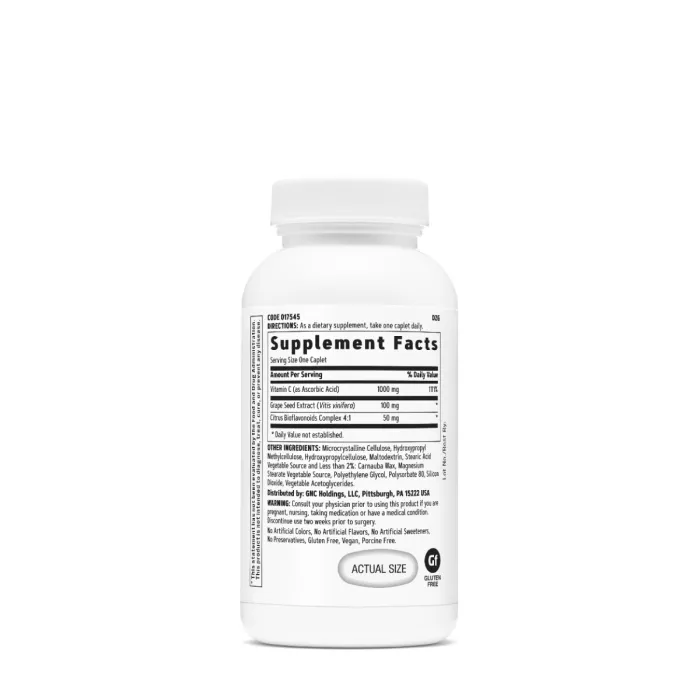 Gnc Vitamin C + Grape Seed, Vitamina C 1000 Mg Cu Bioflavonoide Si Extract Din Seminte De Struguri Cu Eliberare Prelungita, 30 Tb Gnc Vitamin C + Grape Seed, Vitamina C 1000 Mg Cu Bioflavonoide Si Extract Din Seminte De Struguri Cu Eliberare Prelungita, 30 Tb