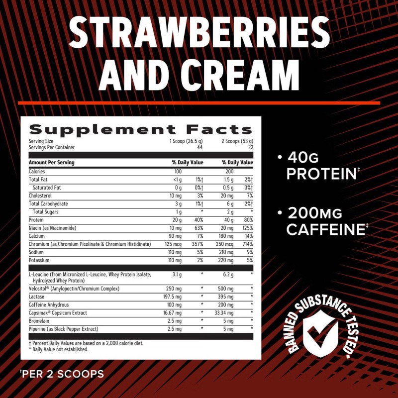 Proteina din zer cu aroma de capsuni (1166 g), GNC Live Well