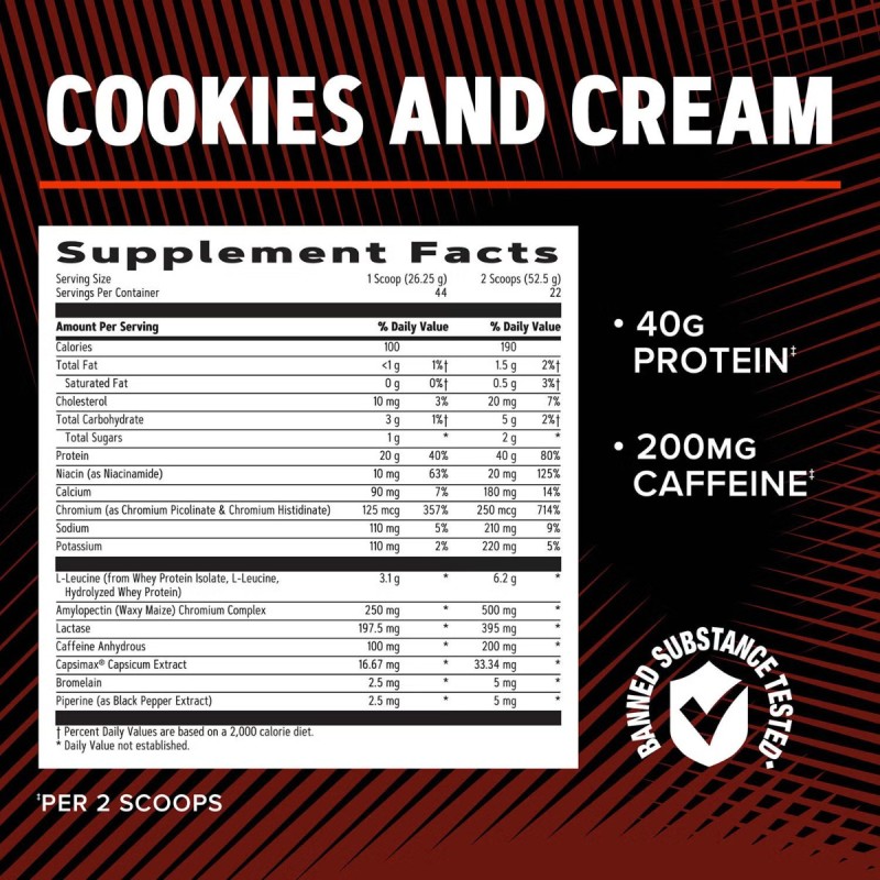 Proteina din zer cu aroma de biscuiti cu crema (1155 g), GNC Live Well
