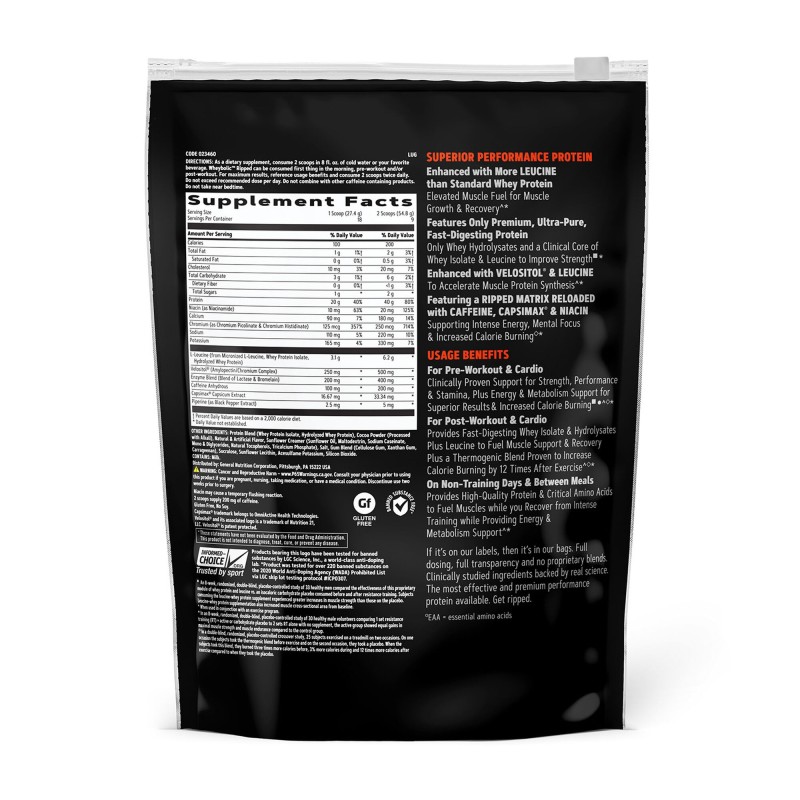 Amp wheybolic ripped, proteina din zer cu aroma de ciocolata (493.2 g), GNC Live Well