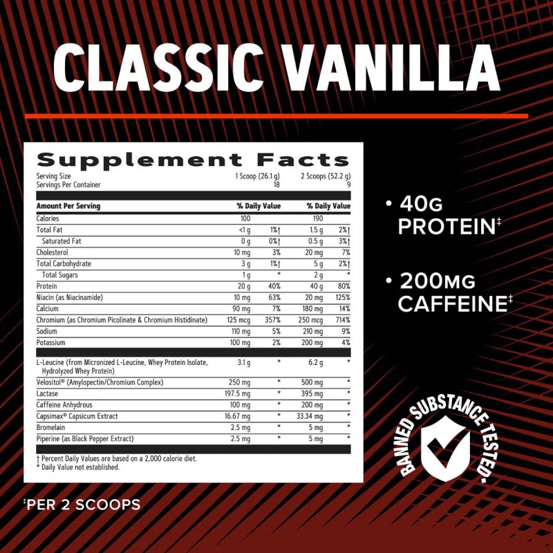 Proteina din zer cu aroma de vanilie (469.8 g), GNC Live Well