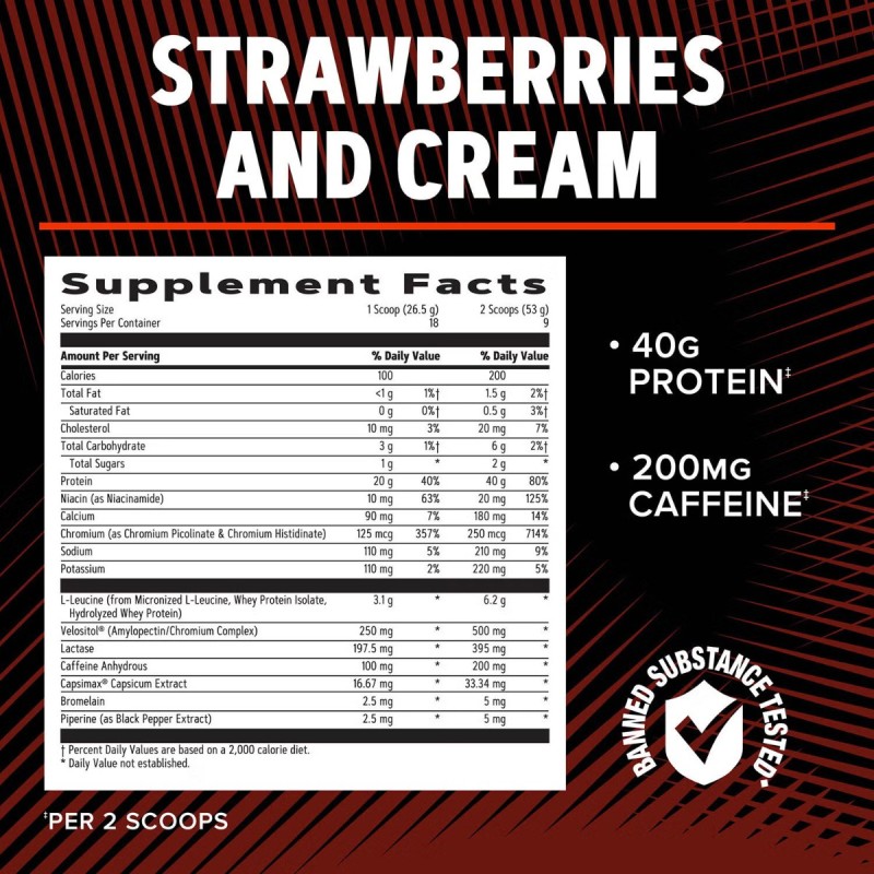Proteina din zer cu aroma de crema de capsuni (477 g), GNC Live Well