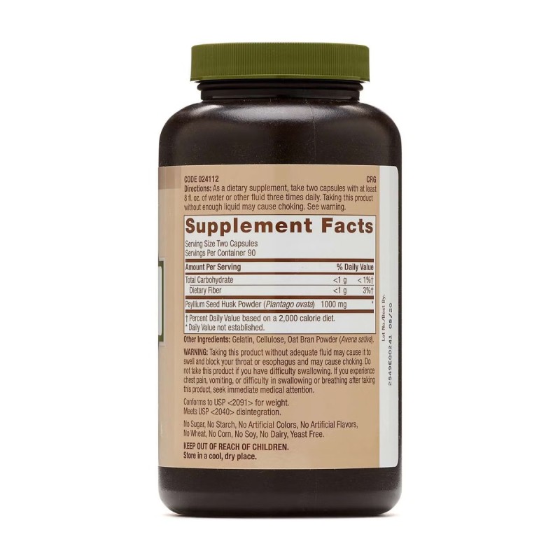 Natural brand seminte de psyllium decordicate 500mg (180 cps), GNC Live Well