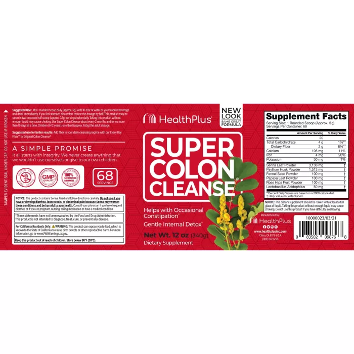 Health Plus Super Colon Cleanse, Super Formula Pentru Curatarea Colonului, 340 G