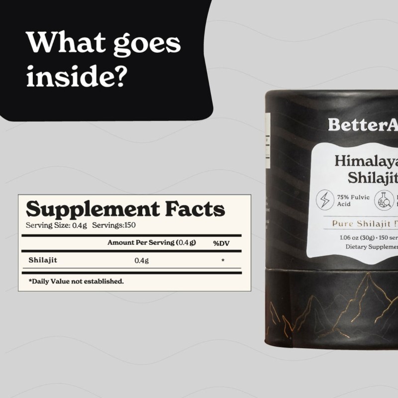 Better Alt Shilajit Himalayan, Rasina Pura Cu 75% Acid Fulvic, 30g