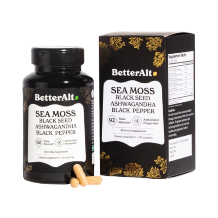 Better Alt Sea Moss, Formula Cu Alge Marine, Chimen Negru Si Ashwagandha, 120 Cps