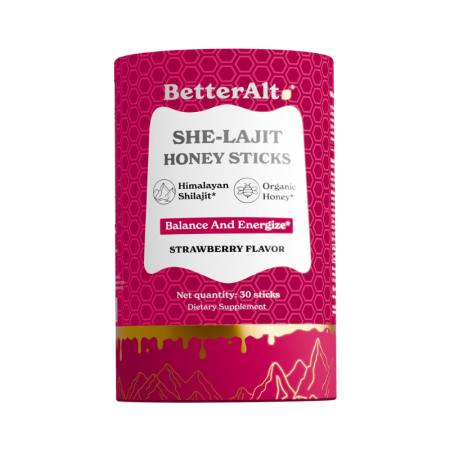 Better Alt She-lajit Honey Sticks, Pliculete De Shilajit Din Himalaya Si Extract De Shatavari Cu Aroma De Capsuni, 30 Pliculete