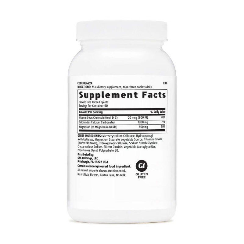 Gnc Calcium Plus Magnesium & Vitamin D-3 1000 Mg, Calciu Cu Magneziu Si Vitamina D-3, 180 Tb