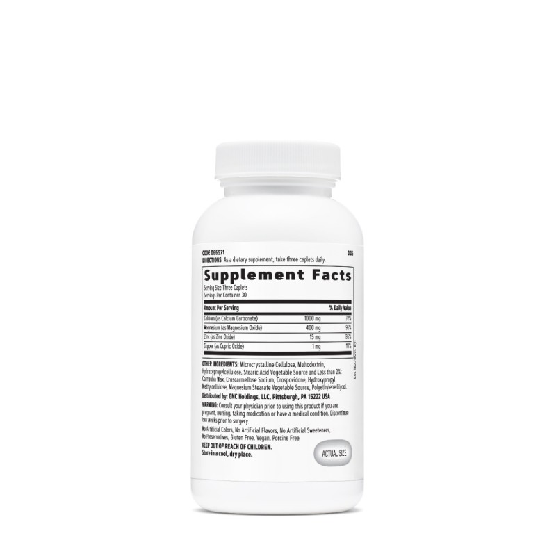 Gnc Calciu 1000 Mg Magneziu 400 Mg With Zinc & Cooper, Formula Premium De Calciu, Magneziu, Zinc Si Cupru, 90 Cps