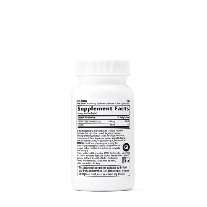 Gnc Vitamina C 500 Mg Cu Macese, 100 Tb Gnc Vitamina C 500 Mg Cu Macese, 100 Tb