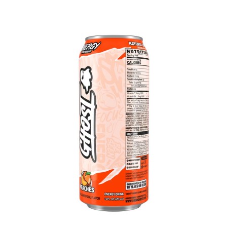Ghost Energy Drink With Peaches Flavor, Bautura Energizanta Cu Aroma De Piersici, 473 Ml