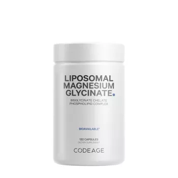 Codeage Liposomal Magnesium Glycinate, Magneziu Bisglicinat Lipozomal Cu Bioperine - Formula Avansata Pentru Absorbtie Superioara, 120 Cps