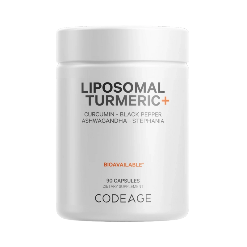 Codeage  Turmeric Lipozomal Fermentat + Piper Negru,  Curcumin Si Ghimbir, 90 Cps