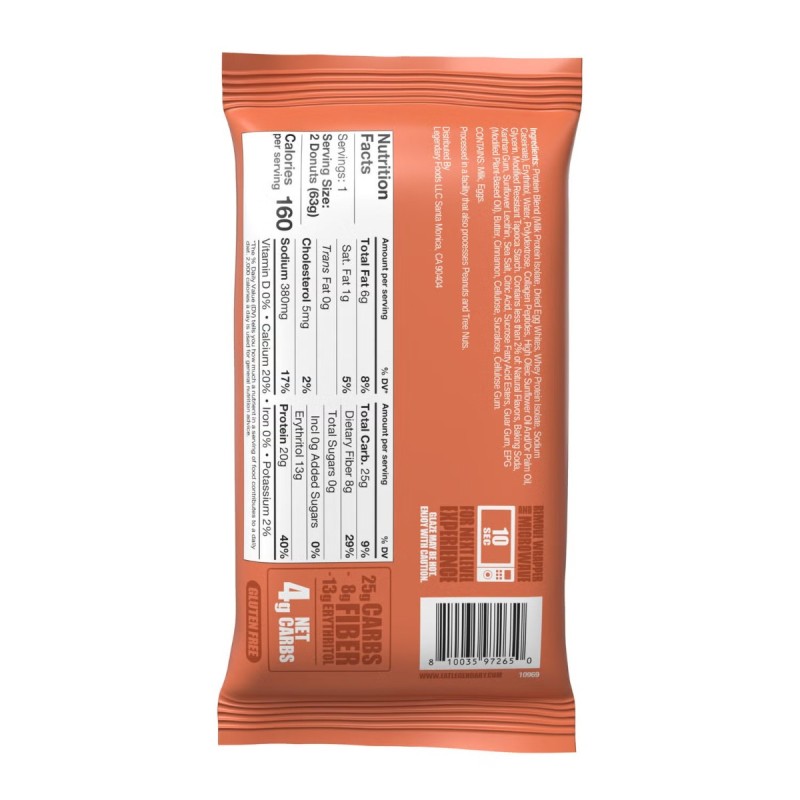 Legendary Foods Protein Donut With Cinnamon Crumble Flavor, Gogoasa Proteica Cu Aroma De Topping Crocant Cu Scortisoara, 63 G