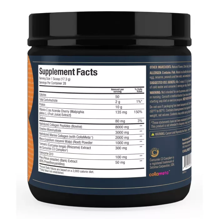 Gr8 Lifestyle Rejuven8 Collagen And Cellular Health With Sunrise Punch Flavor, Formula Pentru Sanatatea Pielii, Articulatiilor Si Regenerare Celulara, Cu Aroma De Sunrise Punch, 484.4 G