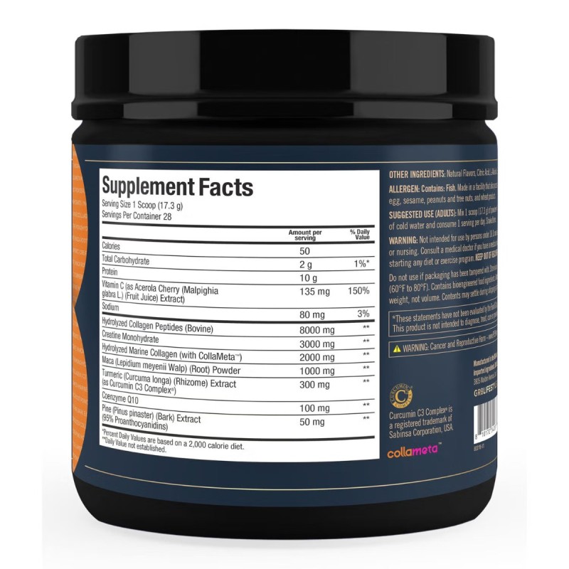Gr8 Lifestyle Rejuven8 Collagen And Cellular Health With Sunrise Punch Flavor, Formula Pentru Sanatatea Pielii, Articulatiilor Si Regenerare Celulara, Cu Aroma De Sunrise Punch, 484.4 G