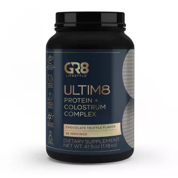 Gr8 Lifestyle Ultim8 Protein And Colostrum Complex With Chocolate Truffle Flavor, Proteina Si Complex Cu Colostru, Cu Aroma De Trufe De Ciocolata, 1.18 Kg