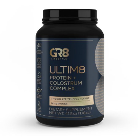 Gr8 Lifestyle Ultim8 Protein  And Colostrum Complex  With Chocolate Truffle Flavor, Proteina Si Complex Cu Colostru, Cu Aroma De Trufe De Ciocolata, 1.18 Kg