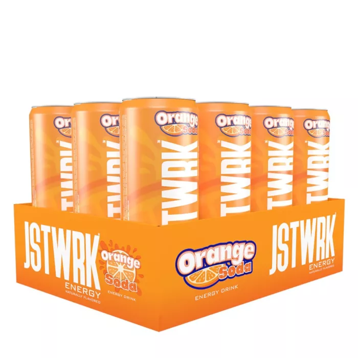 Jst Wrk Energy Drink, Bautura Energizanta Carbogazoasa Cu Aroma De Portocale, 355 Ml