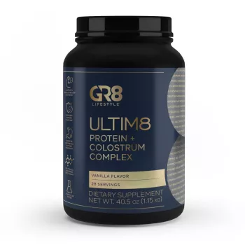 Gr8 Lifestyle Ultim8 Protein And Colostrum Complex With Vanilla Creme Flavor, Proteina Si Complex Cu Colostru, Cu Aroma De Crema De Vanilie, 1.15 Kg