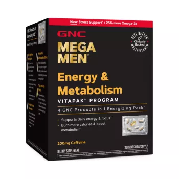 Gnc Mega Men Energy & Metabolism Vitapak Program, Complex De Multivitamine Pentru Barbati, Energie Si Metabolism, 30 Pliculete
