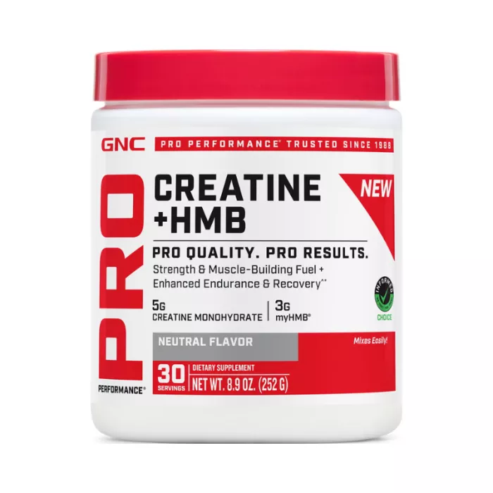 Gnc Pro Performance Creatine Monohydrate, Creatina Monohidrata, Formula Imbunatatita Cu Hmb, Pentru Sustinerea Musculaturii Si A Functiei Cognitive, Fara Aroma, 252 G