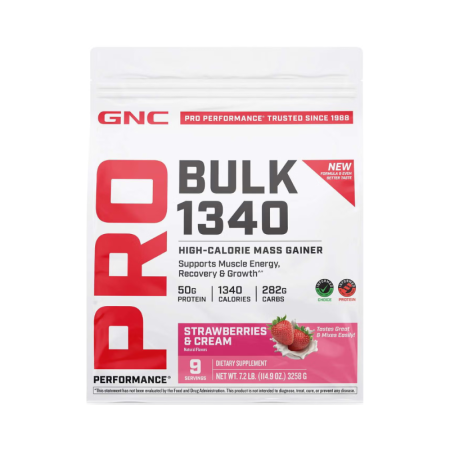 Gnc Pro Performance Bulk 1340, Formula Proteica Pentru Crestere In Greutate, Cu Aroma De Capsuni, Testata Antidoping, 3258 G