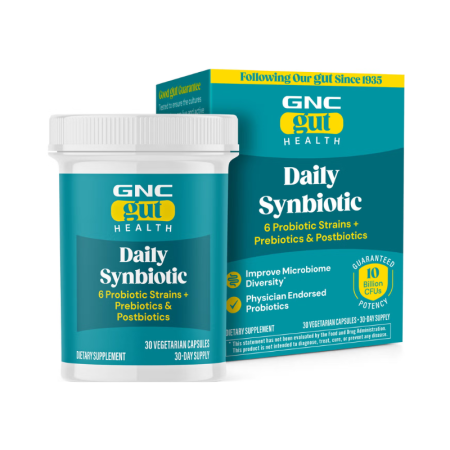 Gnc Gut Health Daily Synbiotic, Formula Studiata Clinic, 10 Miliarde Ufc Culturi Vii, Pentru Digestie Si Microbiom Cu Probiotice Si Prebiotice, 30 Cps